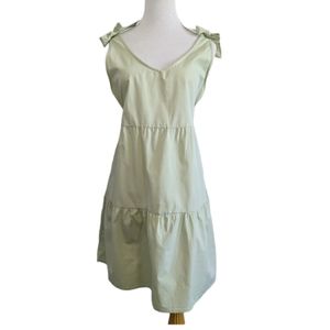 RETROD Sleeveless 100% Cotton Baby doll Mini Poplin Bow Dress